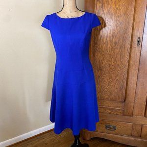 Anne Klein Women's Capped Sleeve Dress Cobalt Blue Size 4